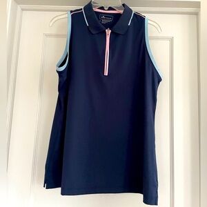 Peter Millar Like New Navy sleeveless golf polo Women's Sz L